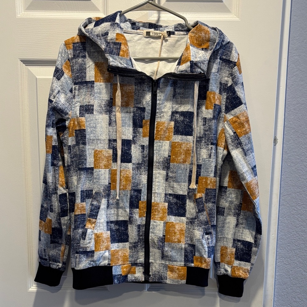 1991 LF Geometric Patterned Hooded cotton jacket NWOT